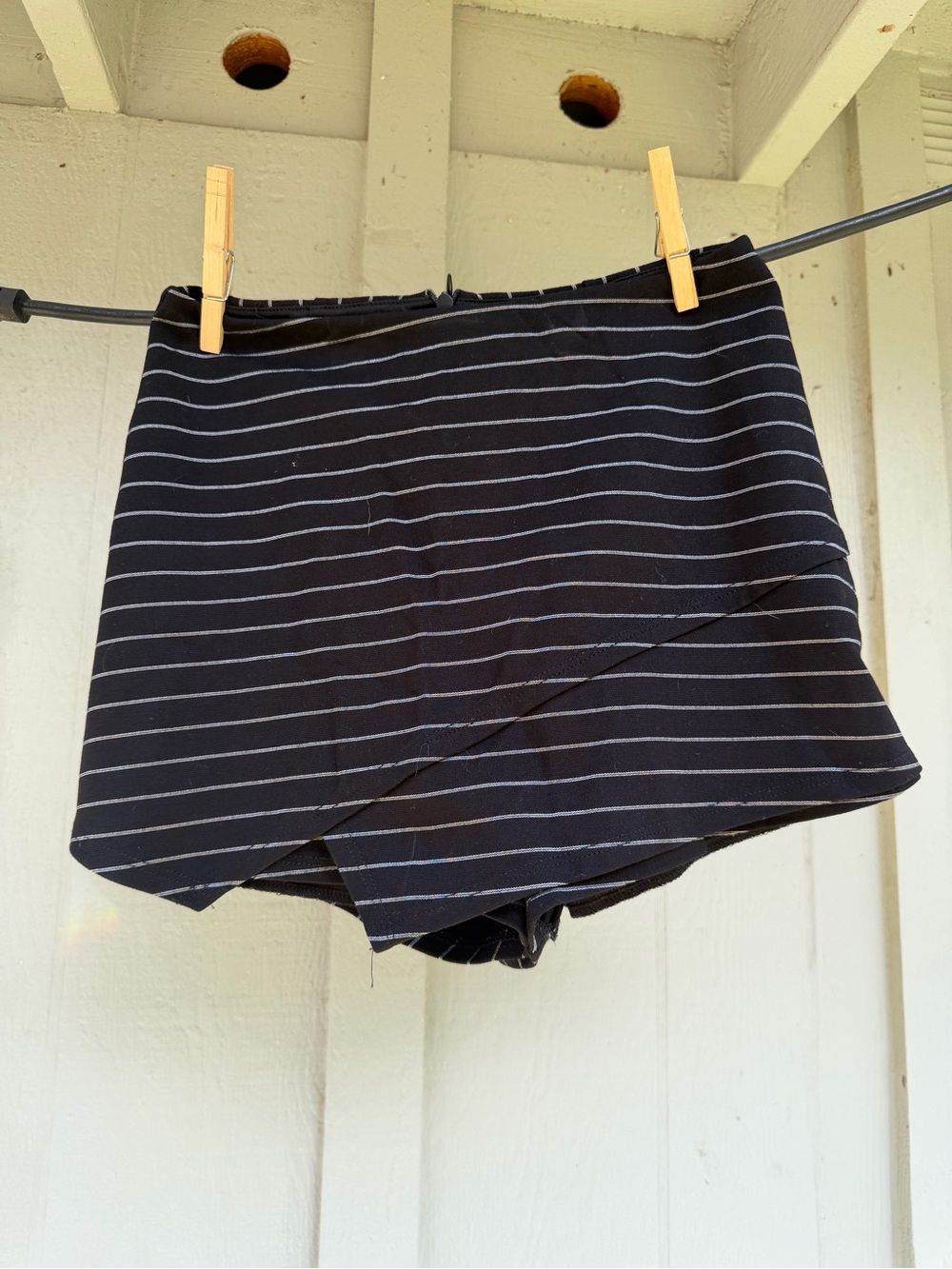 Lulu's Black Striped Wrap-Front Skort